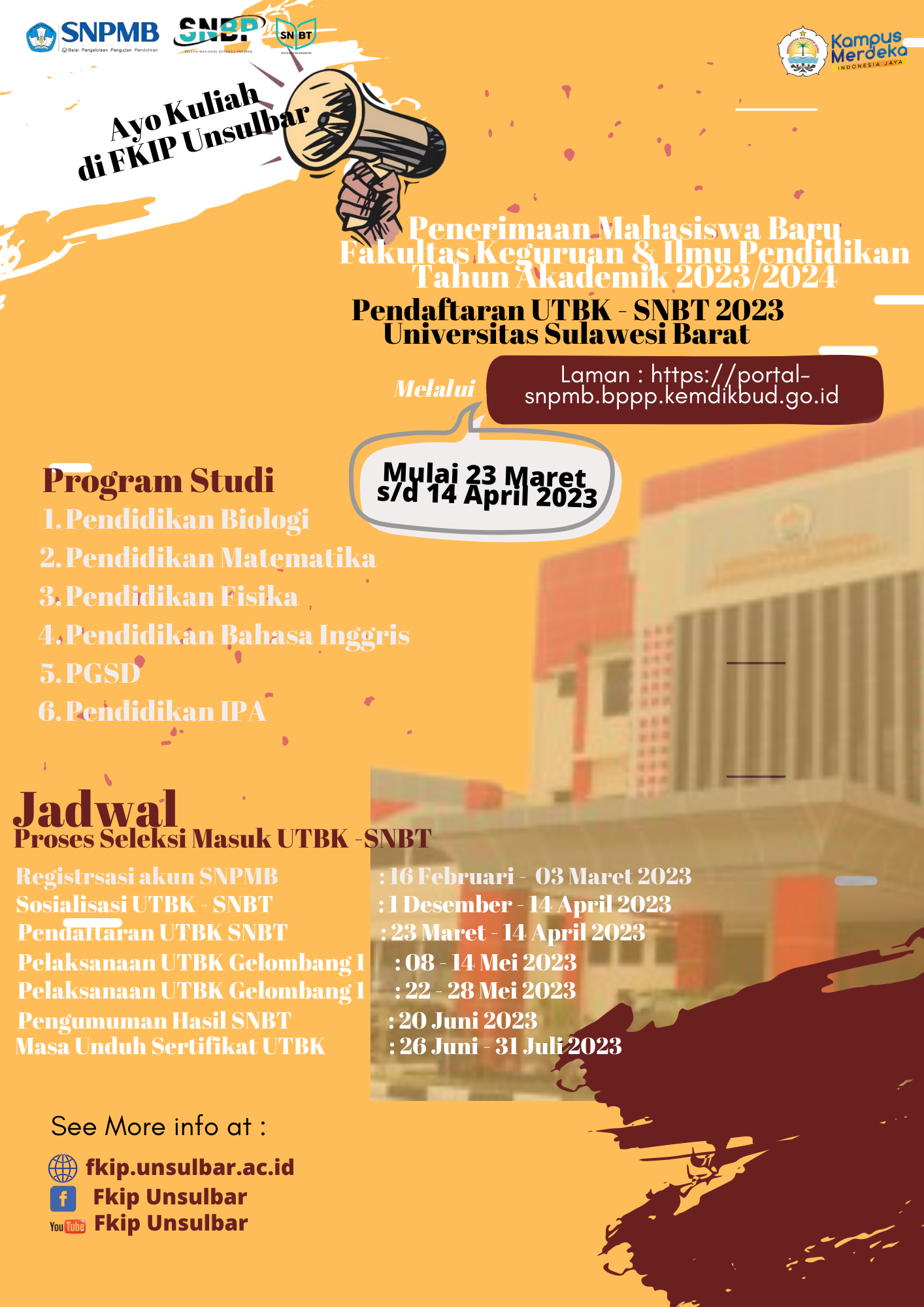 Jelajahi Tantangan baru,belajar, dan siapkan masa depanmu di FKIP Universita Sulawesi Barat.....Mari bergabung !